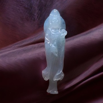 冰種翡翠立體精雕觀音菩薩 | 天然緬甸玉翡翠A貨 | 送禮