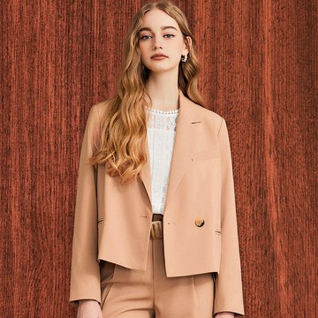 OUWEY歐薇 職場女力口袋紋理西裝外套(淺桔色；S-L)3223394707