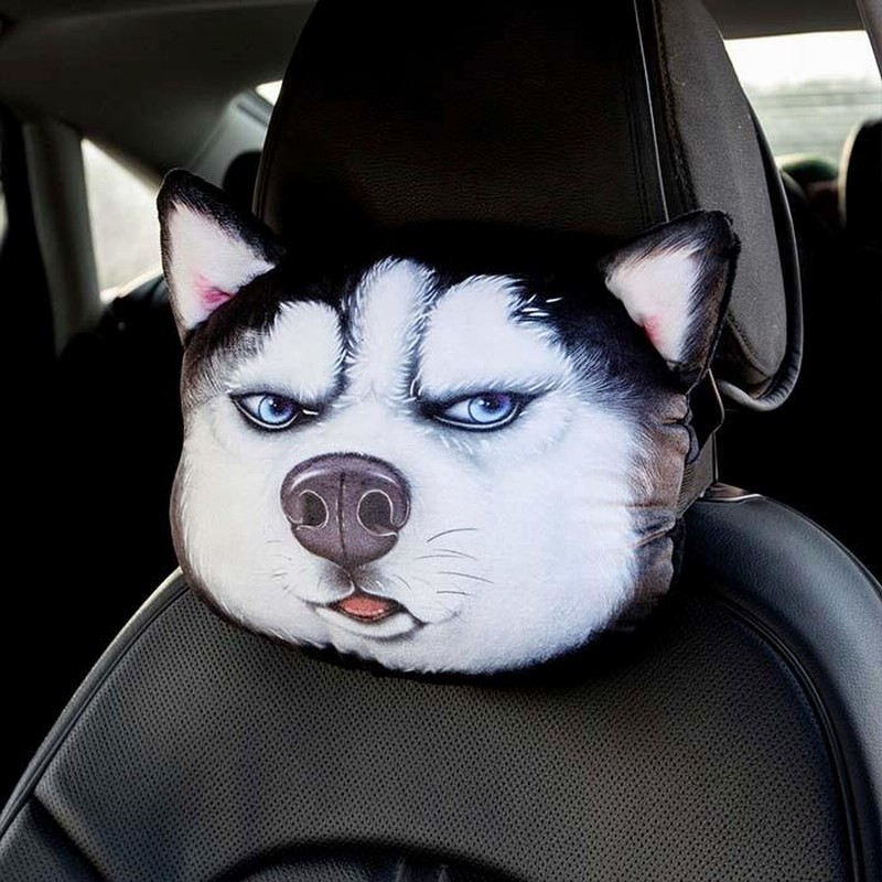 ヘッドレスト ヘッドクッション 犬 猫 動物 アニマル 3D