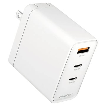 PhotoFast 銀箭資訊 A1 GaN 65W 氮化鎵電源供應器  2C+1A 三孔充電器  PD/QC快充  白色  1個