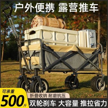 戶外露營車手推野餐車便攜式可折疊拉桿推車超市購物買菜釣魚遛娃