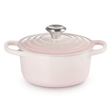LE CREUSET -典藏琺瑯鑄鐵鍋圓鍋 16cm (貝殼粉-鋼頭-內鍋白)