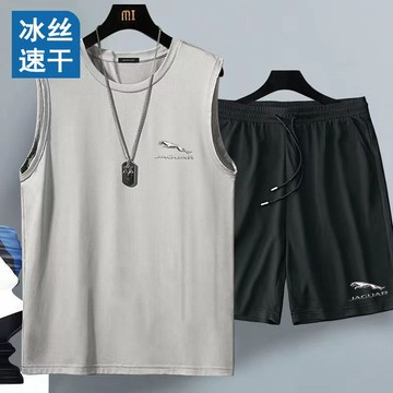 ✨限時惠購🎈夏季冰絲套裝背心男短褲運動籃球跑步速幹透氣無袖T恤男百搭潮流