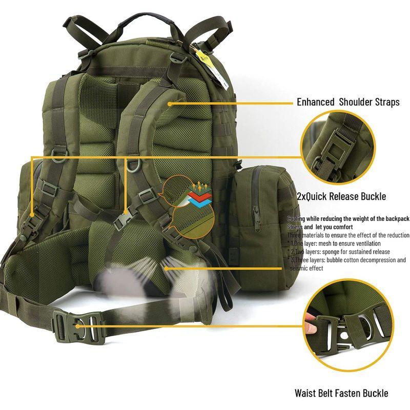 ミリタリー Molle II ミディアムリュックサック 2Xサステメントポーチ付き アーミータクティカルバックパック YKKジッパーとUTX