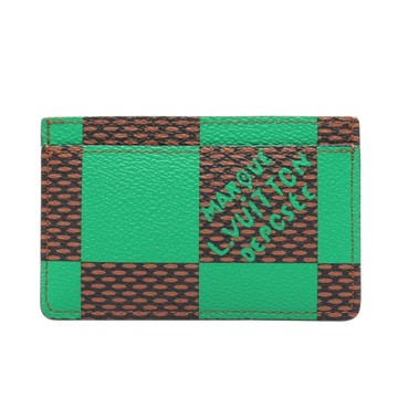 LOUIS VUITTON LV 路易威登 Porte Cartes Simple 名片夾 棋盤格Pop帆布 綠色 【二手名牌BRAND OFF】