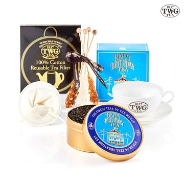 國慶限定【TWG Tea】國慶尊饌魚子醬錫茗茶禮物組 Happy Birthday Caviar ( 魚子醬錫罐100g/罐+純棉綠茶網(小)+茶糖棒)｜生日禮物、禮盒