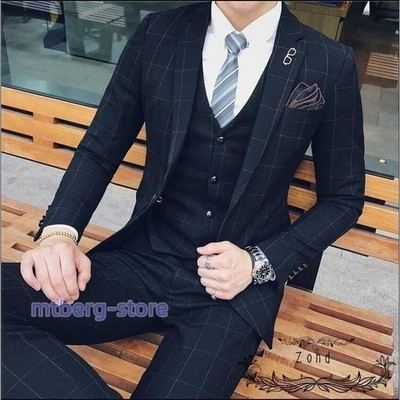 チェック柄 ビジネススーツ スーツ メンズ メンズスーツ 紳士スーツ フォーマル 披露宴 3ピーススーツ パーティー 二次会 通勤 成人式 通販 Lineポイント最大get Lineショッピング