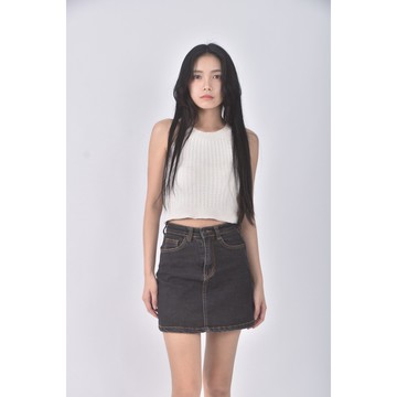 (S) cereal丹寧牛仔質感棉質黑色短裙二手衣