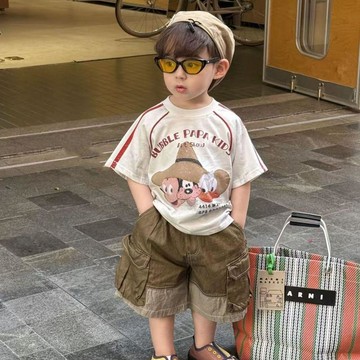 7954名追隨者👏 男童套裝 2026夏季新款 韓系字母印花 圓領上衣 寬鬆短褲 兒童兩件式