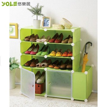 [YOLE悠樂居]隨心DIY百變組合櫃(LKL-9X) 底層長靴側邊雨傘雜物收納4層鞋櫃 #1327007