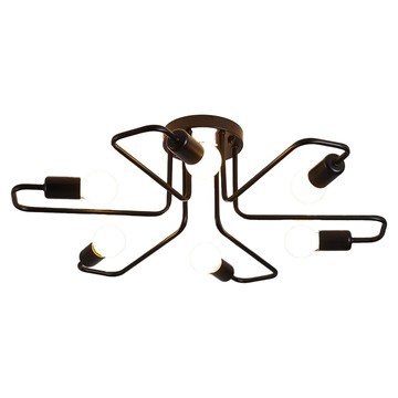 Honey Comb 工業風半吸頂六燈客廳燈(kc2004-75) 簡約時尚 金屬烤漆 安裝簡便  1入  黑色