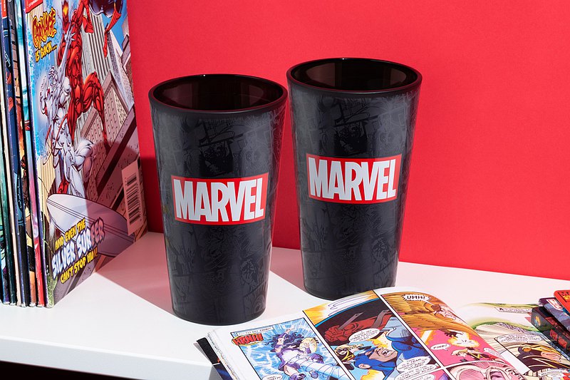 【夏季消暑玻璃杯】Paladone Marvel 高級黑色磨砂漫威英雄玻璃杯