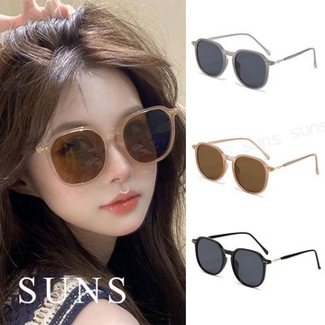 【SUNS】韓版圓框ins太陽眼鏡 TR90輕量明星款 時尚大框墨鏡 抗UV(335)