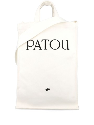 Patou - logo-print vertical tote bag - women - Cotton - One Size - White