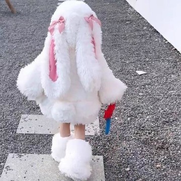 成人爆款毛絨套裝冬季新款兒童洋氣兔子衣服女孩毛毛衣短褲四件套