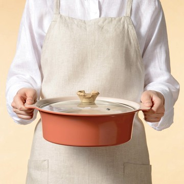 陶瓷塗層附蓋不沾雙耳鍋24cm