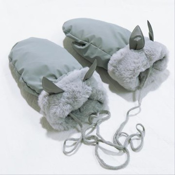 冬天學生保暖防寒可愛掛脖帶繩加厚羽絨棉手套女加絨騎車手悶子