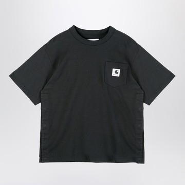 Black cotton T-shirt with logo patch