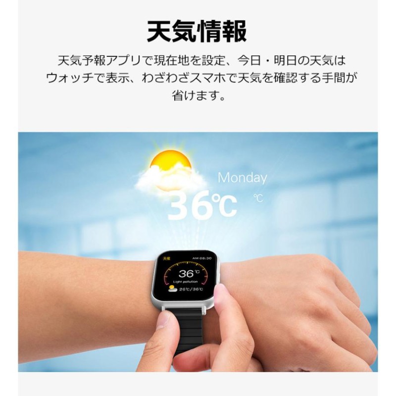 1.54インチ大画面 スマートウォッチ 体温測定 血圧計 血中酸素濃度計
