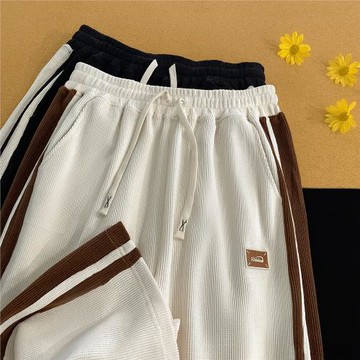 褲子男款春秋新款潮牌痞帥直筒褲男士寬松闊腿長褲美式休閑衛褲男