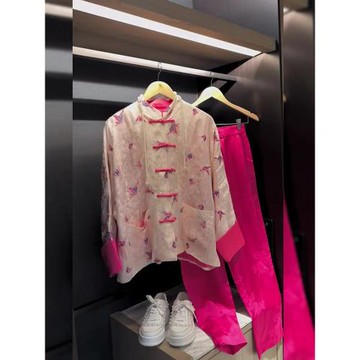 氣質名媛新中式套裝女春季2026新款唐裝國風盤扣襯衫闊腿褲兩件套