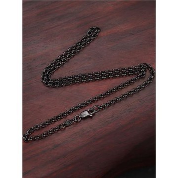 s925純銀鍍黑金粗2/2.5mm/3mm素鏈Roll Chain黑銀O字項鏈男女配鏈