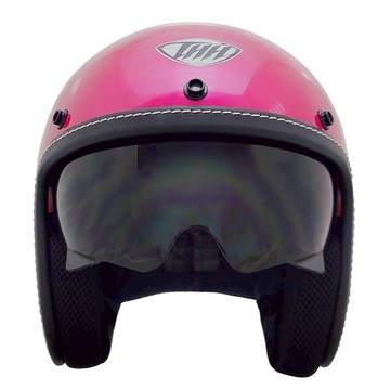 THH 安全帽 T-383A 素色 桃紅 金屬快速插扣 輕盈 三扣式 可拆洗 復古帽 半罩