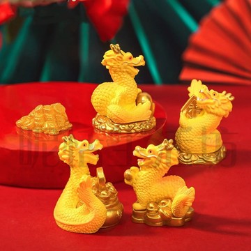 【現貨】微景觀/龍年/元寶黃金龍/招財擺件/生肖龍/龍/金元寶/金幣/元寶/聚寶盆/新年/新春擺件/園藝/拍攝攝影/造景