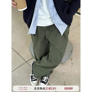 純色寬松直筒休閑長褲子男2026新款秋季日系男生垂感復古慵懶風