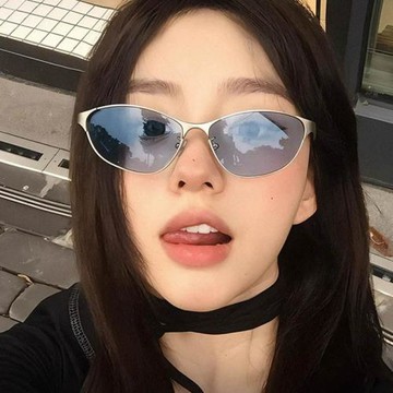 金屬時尚太陽眼鏡女 韓版個性網紅復古墨鏡男小紅書潮流街拍眼鏡