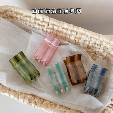 两件9.9折🔥臺灣出貨🔥可開發票✅漸變色長方醋酸色系小號抓夾還能抓後腦勺盤髮夾馬尾夾髮飾新款