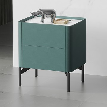 實木櫃 意式極簡邊櫃 巖板床頭櫃 40cm 抽屜櫃 收納櫃 輕奢皮質床邊 櫃臥室小型儲物櫃置物櫃