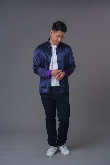 中式雙面唐裝褸(深藍色/深紫色)|香港設計|休閑|經典|撞色