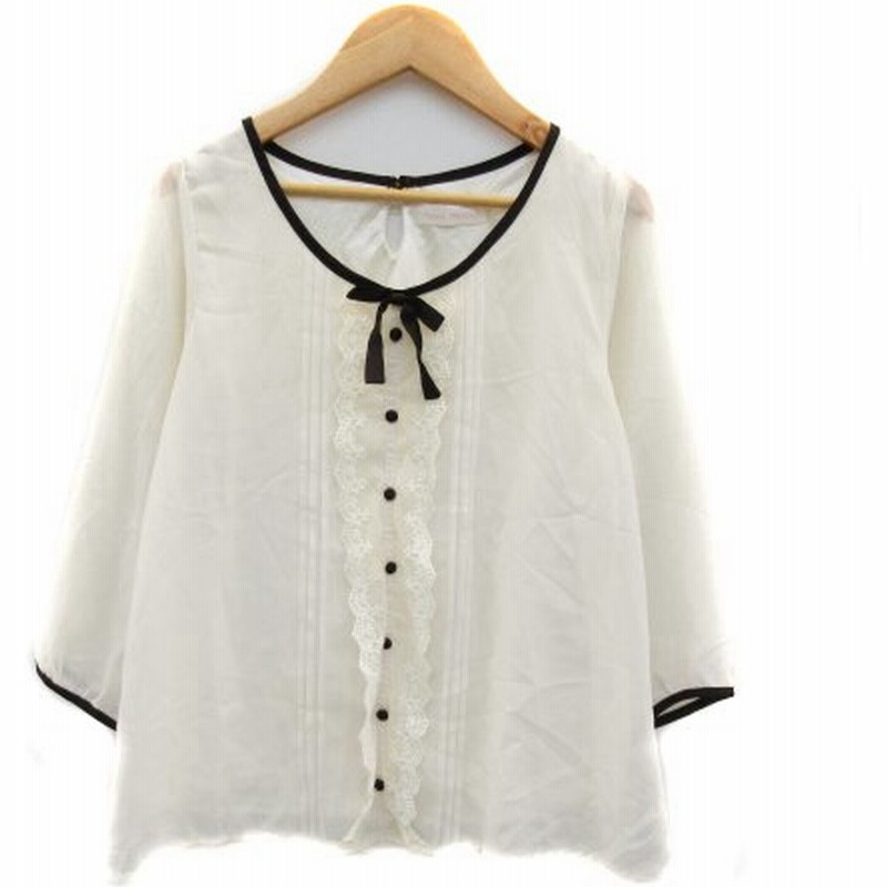中古 プライムパターン Prime Pattern シャツ ブラウス 七分袖 ラウンドネック リボン チュール シフォン アイボリー Yk36 レディース ベクトル 古着 通販 Lineポイント最大0 5 Get Lineショッピング