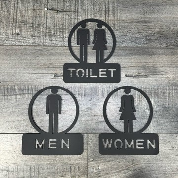 大尺寸黑色鏤空壓克力廁所 洗手間標示牌 指示牌 歡迎牌 商業空間 開店必備 人物款 厚實 空間指引