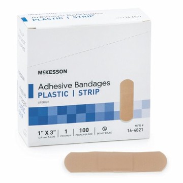 Adhesive Strip 1 x 3 Inches, Tan, Case of 2400 by McKesson