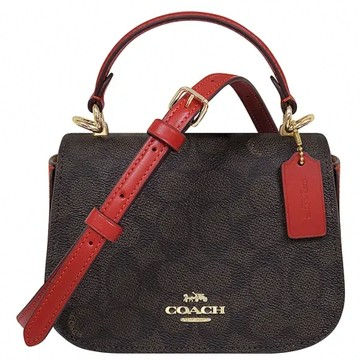 COACH 大C PVC手提/斜背兩用包(紅色)