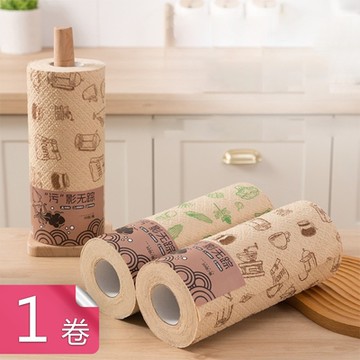 【荷生活】加倍吸水一沖即淨加厚型抹布 拋棄式輕鬆清潔無漂白廚房紙巾-1卷組