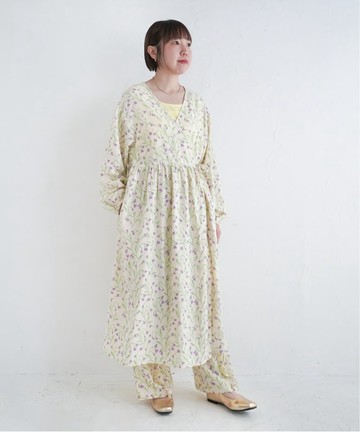 棉質卡迪（khadi）斜襟綁帶連身裙 Branch / 米色