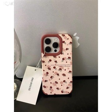 復古皮紋小碎花適用iphone15promax蘋果15手機殼14新款13全包12女