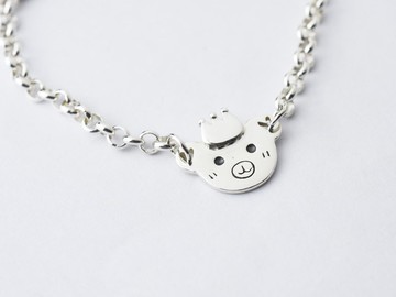 熊熊 - 小朋友手鍊 | 純銀飾品 925純銀 刻字 動物 手作銀飾