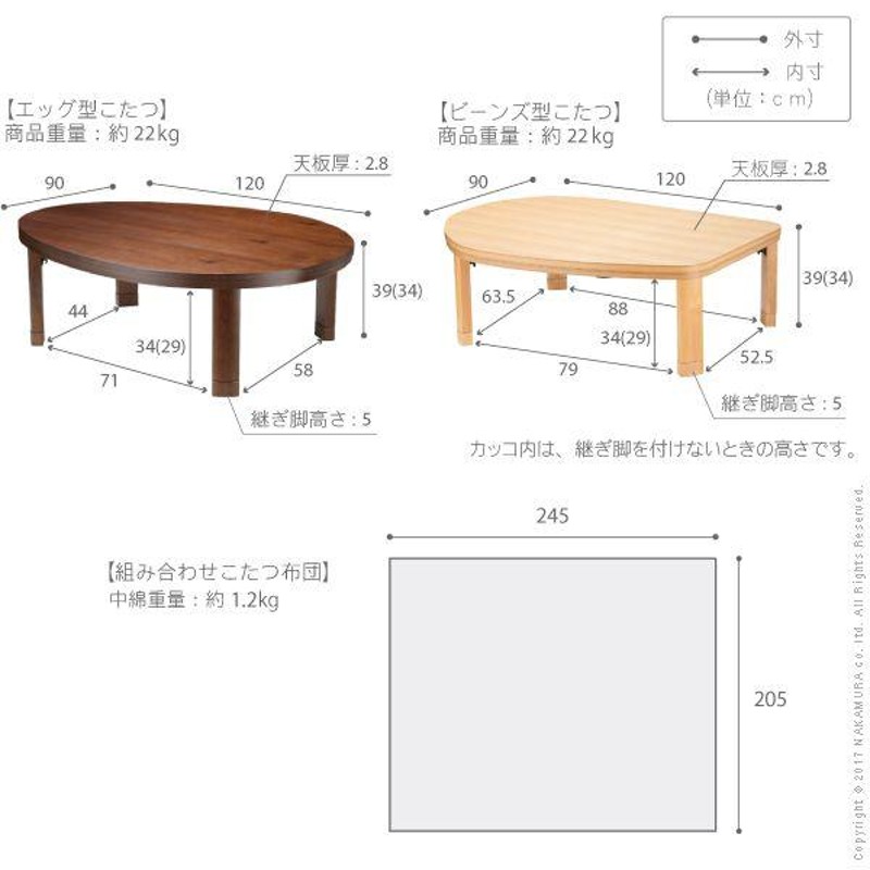 こたつセット おしゃれ 2点セット 120×90cm+国産北欧柄こたつ布団