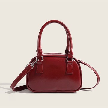 Bag House👜 【4414人收藏】紅色複古包包秋冬新款韓國手提保齡球包百搭斜挎包小方包