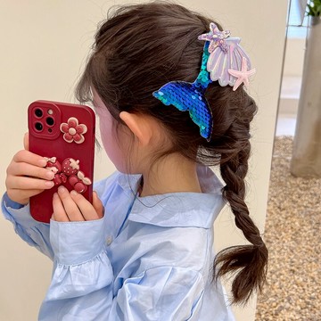 兒童發夾女童發飾可愛夾子側邊夾整理碎發時尚超萌人魚發卡女