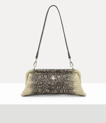 Vivienne Westwood Jane Frame Purse Lizard-effect Emboss Charcoal-cream