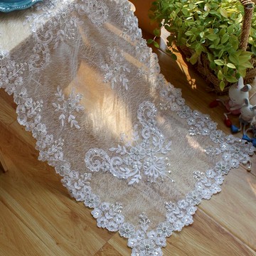 韓式蕾絲布藝手工釘珠桌旗鞋柜五斗柜床頭柜電視柜防塵蓋布長方形