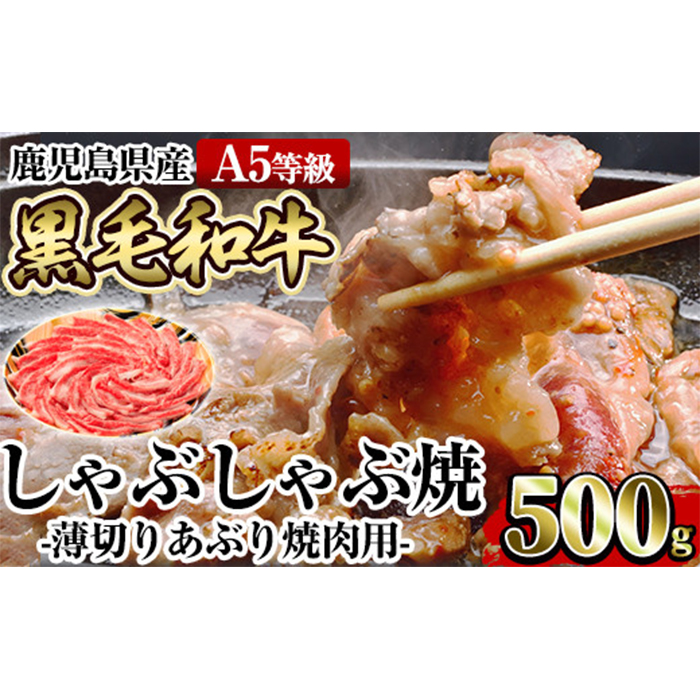 a906 ≪A5等級≫鹿児島県産黒毛和牛しゃぶ焼(薄切りあぶり焼き・500g)ギフト箱入り！国産 肉 牛肉 牛 黒毛和牛 薄切り バラ 肩バラ 友バラ 焼肉 こうね焼き しゃぶしゃぶ焼き