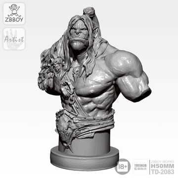 50mm YUFAN監制 高精獸人半身 樹脂兵人(白模) TD-2083