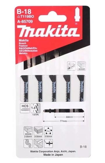 MAKITA 牧田  線鋸片 A-85709 B-18 5片 高碳鋼 T119BO 一般切割 適用 木材 木料 日本製 木工