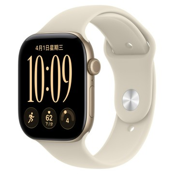 【預購】Apple Watch Series 12 GPS 42mm 淺金色鋁金屬錶殼配沙色錶帶-S/M(MJED4TA/A)